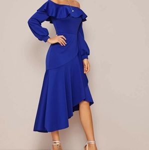 Royal Blue Off the Shoulder Dress